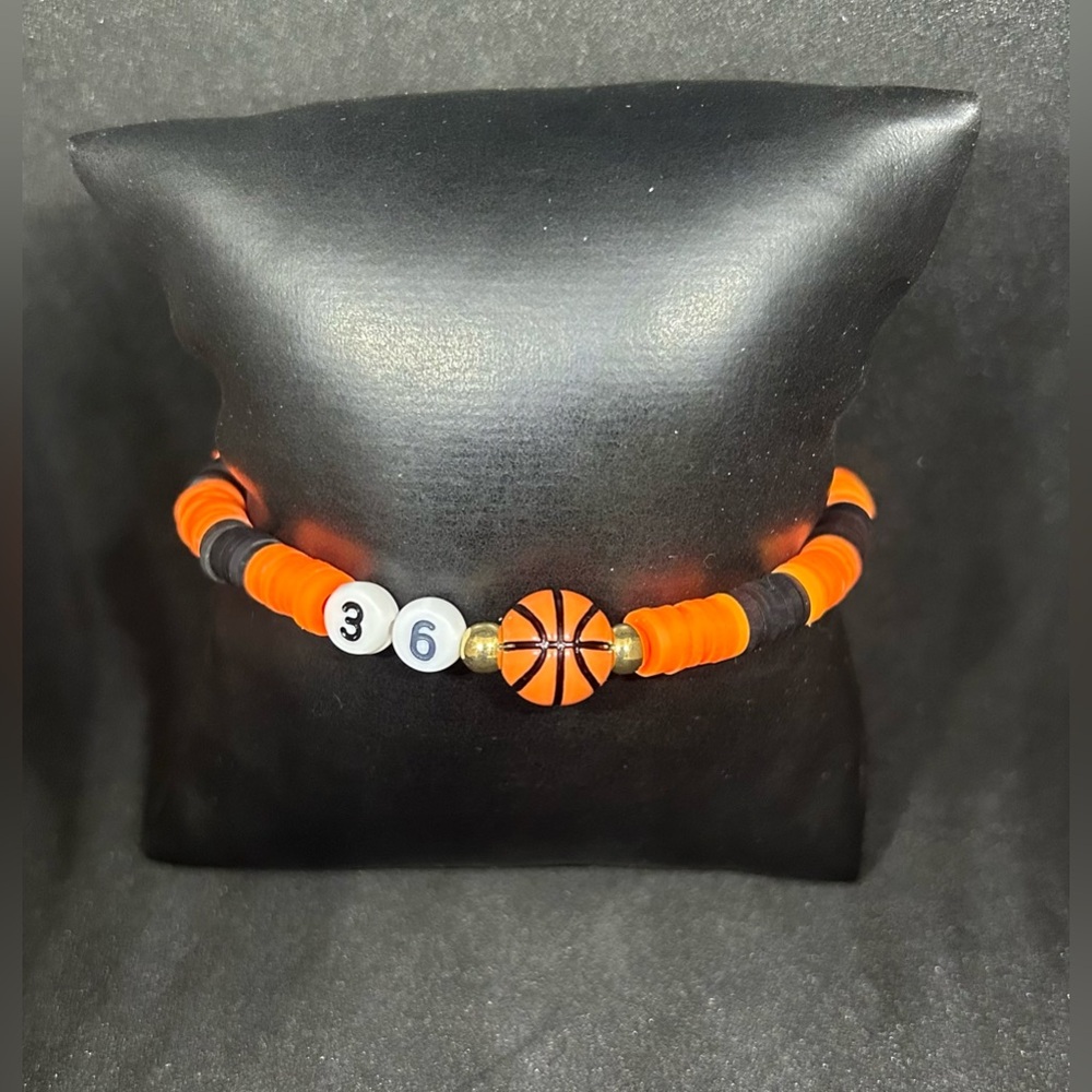 Basketball (Sport & Number) Heishi Bracelet